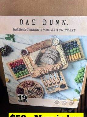 Rae Dunn Bamboo Serving Board Set in Natural Wood